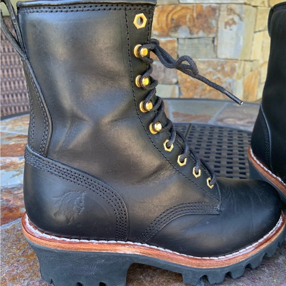 Chippewa Women's Leather Logger Doc Marten Lace Up Boots - Picture 2 of 13